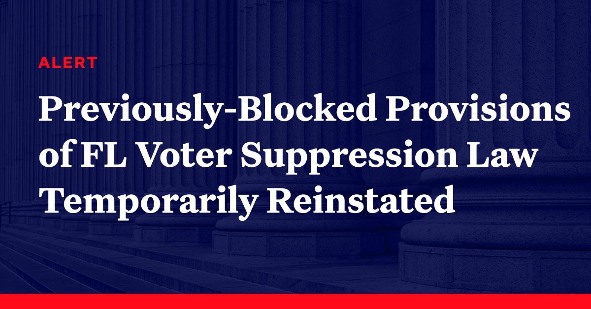 Previously Blocked Provisions of Florida Voter Suppression Law