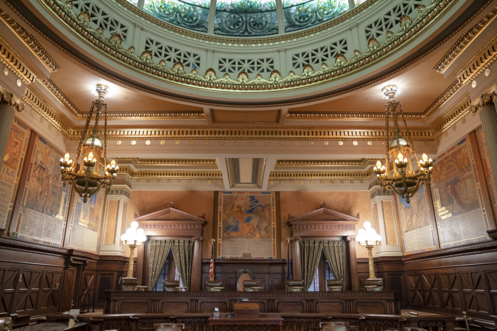 The Supreme Court of Pennsylvania chamber is located in Harrisburg, Pennsylvania. (AP Photo/Matt Rourke, File)